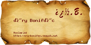Őry Bonifác névjegykártya